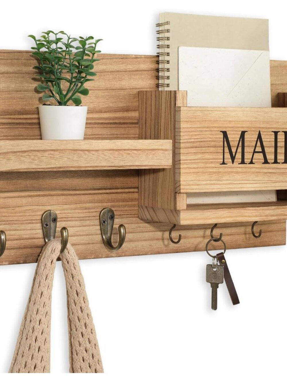 Mail Organizer for Wall Mount – Key Holder with Shelf Includes Letter Holder and